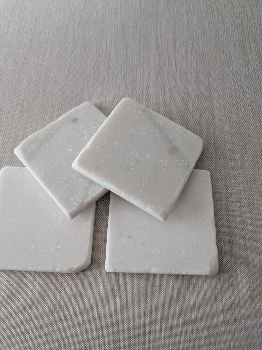 Tumbled White Marble Coasters, Set of 4, Gift for Birthday | Holiday Gift | NIB